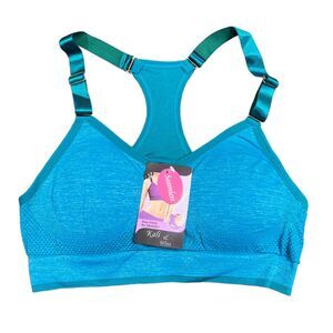 Kali and Win Womens Sports Bra Seamless Racerback Light Support Teal Med Large